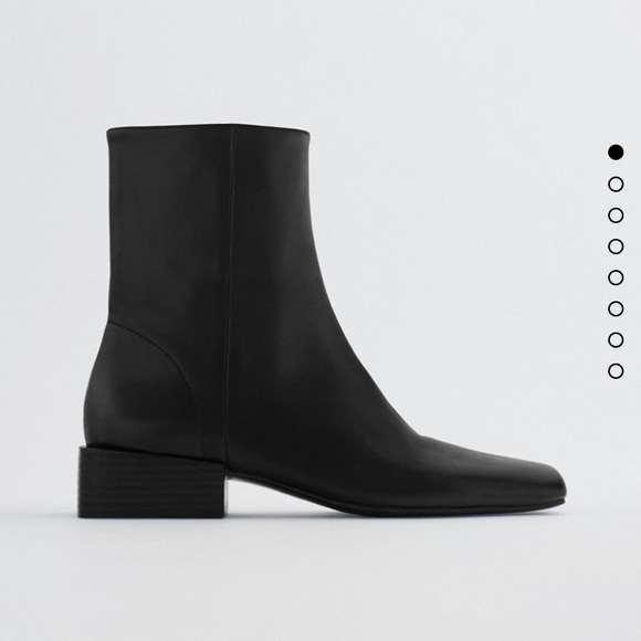 NEW ZARA Low Heeled Square Toe Leather - Picture 3 of 10